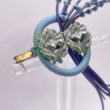 Load image into Gallery viewer, Original 1940's Blue, Purple, Silver and Green Wartime Make Do and Mend Wire Brooch with Double Button Middle *
