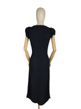 Load image into Gallery viewer, Original 1940's Ellen Kaye Original Black Crepe Cocktail Dress with Floral Sequin Detail in Pink and Green - Bust 32 34