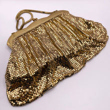 Load image into Gallery viewer, Vintage 1950's Gold Metal Mesh Bag with Snake Chain Handle and Fully Lined with Paste Set Frame - West German Made *