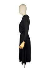 Load image into Gallery viewer, Original 1950's Heavy Black Silk Long Sleeved Dress with Pockets - Bust 34