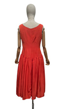 Load image into Gallery viewer, Original 1950's Cornell Flame Red Grosgrain Cocktail Dress - Bust 36 38
