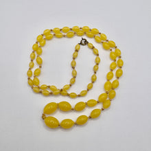 Load image into Gallery viewer, Original Art Deco 1930's Yellow Uranium Satin Glass Graduated Bead Necklace