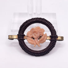 Load image into Gallery viewer, Original 1940's Brown and Peach Wartime Make Do and Mend Wire Brooch with Flower Button Middle *