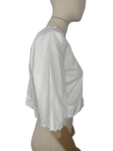 Load image into Gallery viewer, Beautiful Antique White Cotton Chemise Top or Corset Cover with Silk Hand Embroidery and Mother of Pearl Button - Bust 38 *