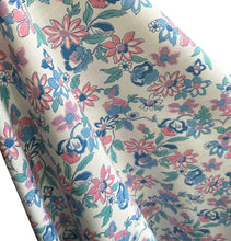 Load image into Gallery viewer, Original 1940's 1950's Floral Linen White, Blue, Green and Pink Tootal Brand Dressmaking Fabric - 35" x 66"