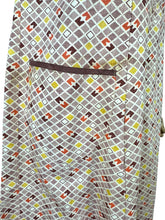 Load image into Gallery viewer, Original 1930's Brown, Mustard, Rust and White Geometric Print Cotton Apron - Great Chore Dress - Would Make A Great Summer Dress - Bust 34 35 *