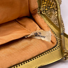 Load image into Gallery viewer, Vintage 1950's Gold Metal Mesh Bag with Snake Chain Handle and Fully Lined with Paste Set Frame - West German Made *