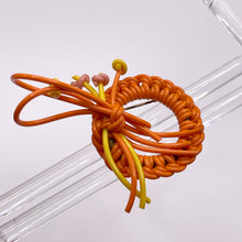 Load image into Gallery viewer, Original 1940's Orange and Yellow Wartime Make Do and Mend Wire Brooch with Flower Middle