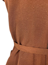 Load image into Gallery viewer, Original 1950's Rust Grosgrain Belted Day Dress - Bust 34