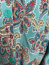 Load image into Gallery viewer, Original 1940's St Michael Cotton Smock Blouse in Turquoise, Red, Yellow and Blue - Bust 42 44 *