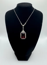Load image into Gallery viewer, Original 1930's Art Deco Red Glass Droplet Necklace with Clear Paste Surround