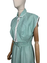 Load image into Gallery viewer, Original 1950's Green and White Check Three Piece Dress, Bolero and Belt Set by Kerrybrooke - Bust 38