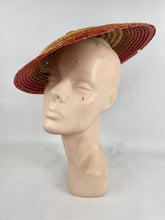 Load image into Gallery viewer, Original 1950s Tri Coloured Conical Straw Hat - Perfect Summer Hat