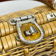 Load image into Gallery viewer, Original 1950’s Wicker Bag with Pretty Button Trim - Handmade in British Hong Kong