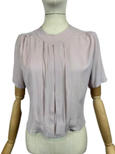 Load image into Gallery viewer, Original 1940's Pale Lilac Crepe Button Back Blouse with Tucked Front - Bust 36