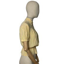 Load image into Gallery viewer, Original 1930's 1940’s Buttermilk Crepe Embroidered Button Back Blouse - As Is - Bust 34