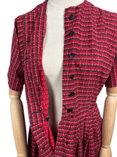 Load image into Gallery viewer, Original 1950's Red, Black and White Cotton Shirtwaist Dress - Bust 38 40 *