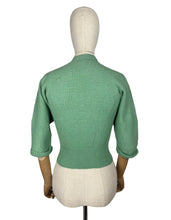 Load image into Gallery viewer, Original 1950's Green Wool Dolman Sleeve Jumper with Metal Buttons - Bust 32 34 *