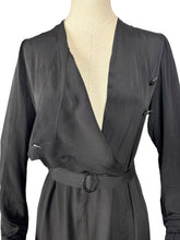 Load image into Gallery viewer, Original 1930's Black Crepe Long Sleeved Belted Day Dress with Scallop Detail - Bust 38