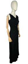 Load image into Gallery viewer, Original 1940's Bias Cut Black Crepe Full Length Evening Dress with Sequin Trim - Bust 36 38 *