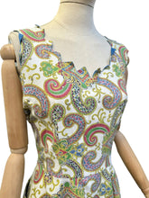 Load image into Gallery viewer, Original Late 1940's Vibrant Cotton Sundress with Paste Trim and Pocket - Bust 38