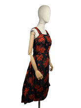 Load image into Gallery viewer, Original 1950's Elizabeth Henry of London Black and Red Wiggle Cocktail Dress with Back Drapes - Bust 36
