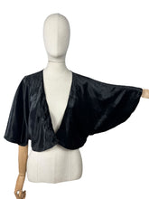 Load image into Gallery viewer, Original 1930's Inky Black Cotton Velvet Bolero with Huge Sleeves - Bust 34 36 38 *