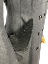 Load image into Gallery viewer, Original 1940's Zissman Model Black Wool Double Breasted Princess Coat with Velvet Collar and Pocket Detail - AS IS - Bust 38