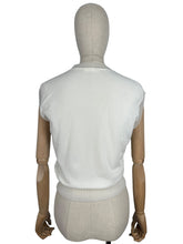 Load image into Gallery viewer, Original 1950's Portartha White Nylon Top with Rib Sleeve and Neck Detail - Bust 36 38 *