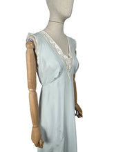 Load image into Gallery viewer, Original 1940's Ice Blue Rayon Nightdress with Lace Detail - Bust 34 36 *