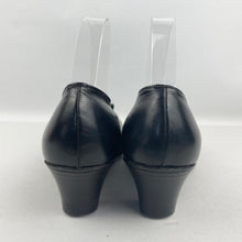 Load image into Gallery viewer, Original 1930's 1940's Inky Black Leather Court Shoes with Punch Detail - UK 5 5.5