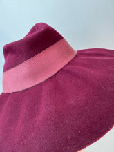 Load image into Gallery viewer, Original 1930's 1940's Burgundy Felt Fedora with Wide Grosgrain Trim