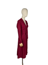 Load image into Gallery viewer, Original 1940's CC41 Burgundy Textured Crepe Belted Day Dress with Long Sleeves - Bust 38 40 *