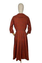 Load image into Gallery viewer, Original 1950's Red and Brown Check Wool Dress - Bust 34 35 *