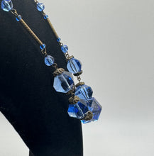 Load image into Gallery viewer, Original 1930's Art Deco Blue Faceted Glass Necklace