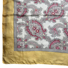 Load image into Gallery viewer, Original 1940's or 1950's Pure Silk Scarf in Mustard, Grey and Red - Great Headscarf