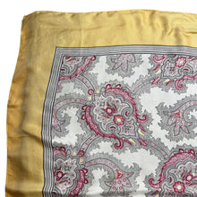 Load image into Gallery viewer, Original 1940's or 1950's Pure Silk Scarf in Mustard, Grey and Red - Great Headscarf