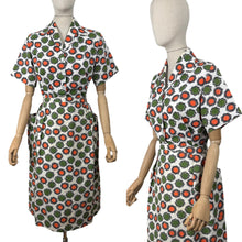 Load image into Gallery viewer, Original 1950's White, Orange, Green and Black Barkcloth Blouse and Skirt Suit - Bust 38 *