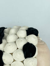 Load image into Gallery viewer, Original 1950's Black and White Straw Bobble Hat with Velvet Trim *