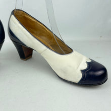 Load image into Gallery viewer, Original 1940's CC41 Cream Suede and Blue Leather Spectator Court Shoes - UK 5.5 6