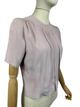Load image into Gallery viewer, Original 1940's Pale Lilac Crepe Button Back Blouse with Tucked Front - Bust 36