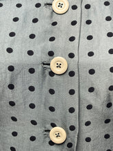 Load image into Gallery viewer, Original 1950’s Pure Silk Blouse in Grey with Black Polka Dots - As Is - Bust 32 33 *