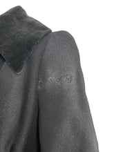 Load image into Gallery viewer, Original 1940's Zissman Model Black Wool Double Breasted Princess Coat with Velvet Collar and Pocket Detail - AS IS - Bust 38