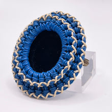 Load image into Gallery viewer, Original 1940's Blue, Black and White Wartime Make Do and Mend Wire Brooch with Glass Middle *