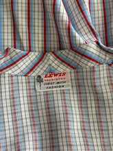 Load image into Gallery viewer, Original 1950's Deadstock White Cotton Blouse with Red, Blue and Black Stripes by Lewis - Bust 34" *