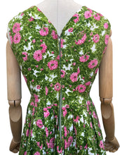 Load image into Gallery viewer, Original 1950's Green and Pink Floral Dress by Peggy Page - Bust 34