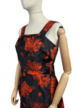 Load image into Gallery viewer, Original 1950's Elizabeth Henry of London Black and Red Wiggle Cocktail Dress with Back Drapes - Bust 36