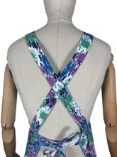 Load image into Gallery viewer, Original 1940's Hawkins of Preston CC41 Apron - Green, Purple, Navy and Pale Blue Abstract Print - Bust 34 36