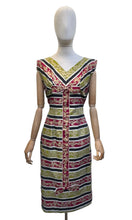 Load image into Gallery viewer, Original 1950's Cotton Wiggle Dress with Accent Bow Trim - Bust 38