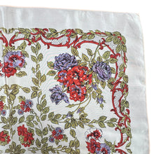 Load image into Gallery viewer, Original 1950's Pale Pink Rayon Scarf with Red, Purple and Green Floral Print - Great Headscarf